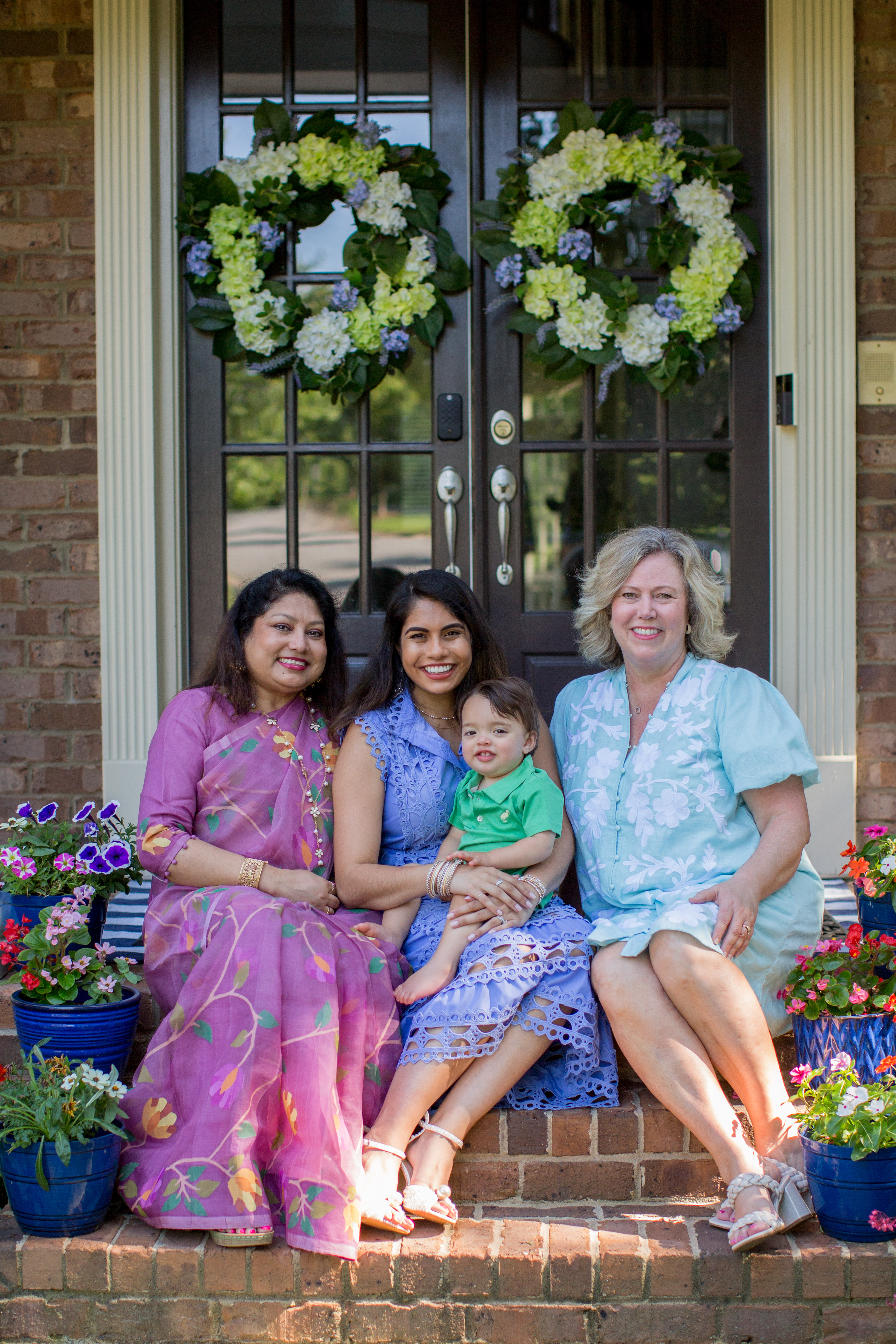 Dr. Daly at home with her mother, mother-in-law, and child